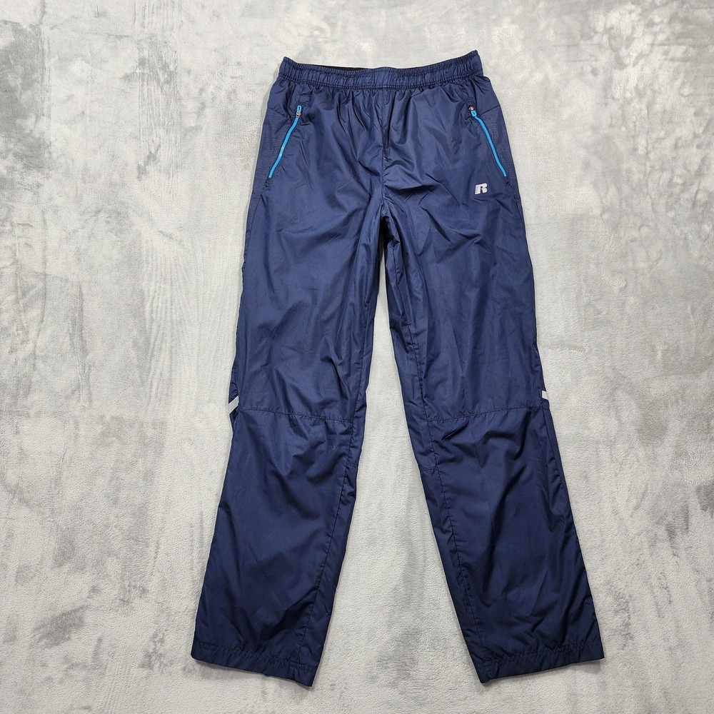 Russell Pants Mens M Blue Jogger Track Zip Hem Running Lightweight Lined Pockets